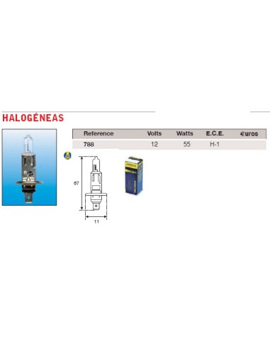 Lampara Faro Amolux 12V (H1)
