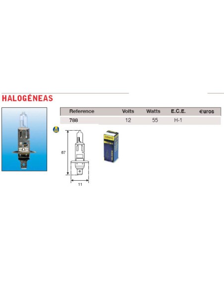 Lampara Faro Amolux 12V (H1)