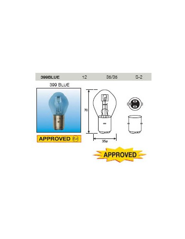 Lampara Faro Amolux 12V BA20d Azul
