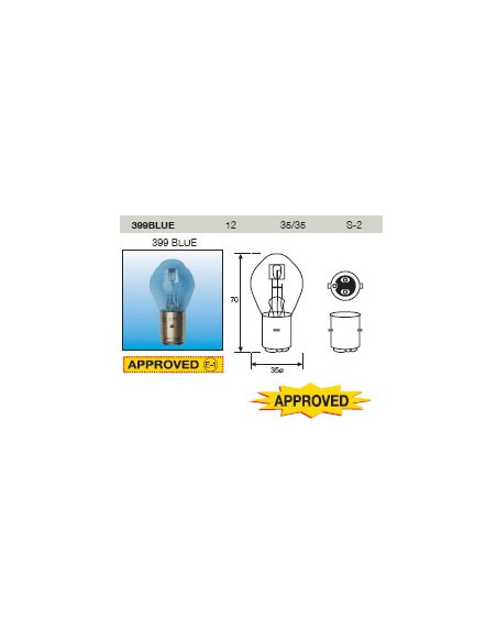 Lampara Faro Amolux 12V BA20d Azul