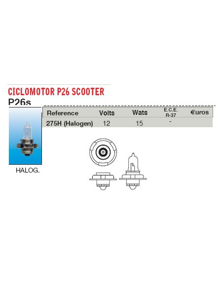 Lampara Faro Amolux 12V P26s Semihalogena