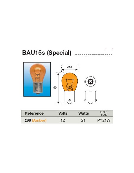Lampara Intermitente Amolux 12V BA15s Ambar